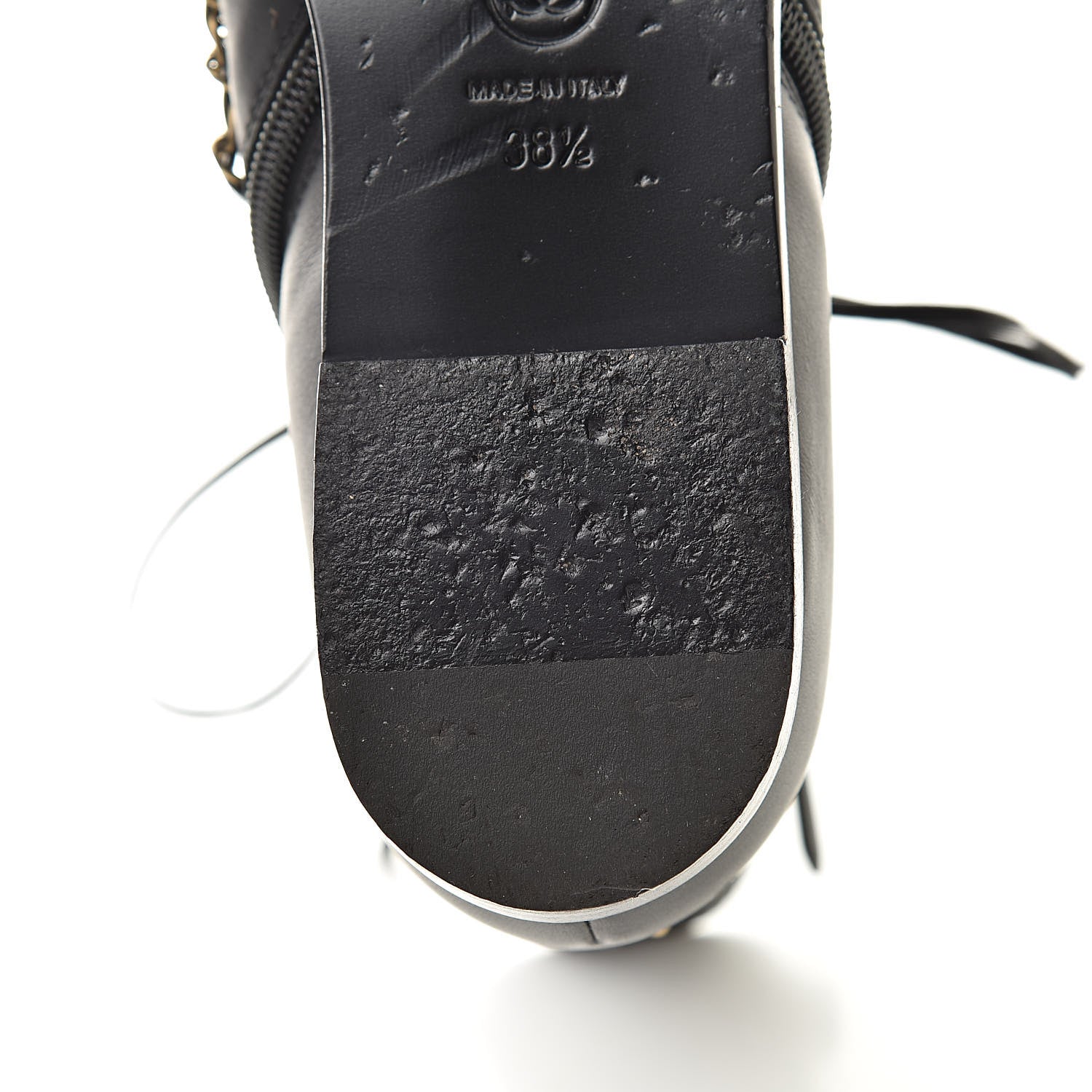 Chanel Calfskin Chain Lace Up Boots 38.5 Black 11 of 12