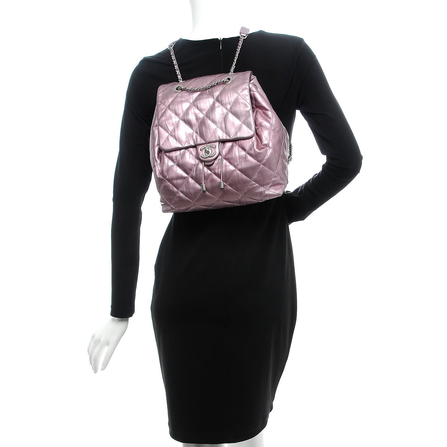 Iridescent Calfskin Quilted Ground Control Backpack Pink