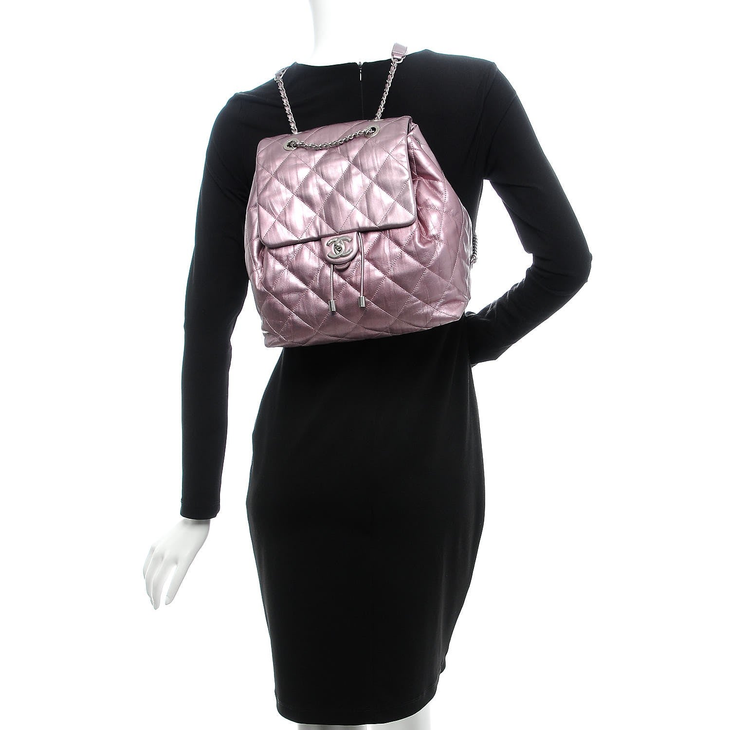 Chanel Iridescent Calfskin Quilted Ground Control Backpack Pink 2 of 7