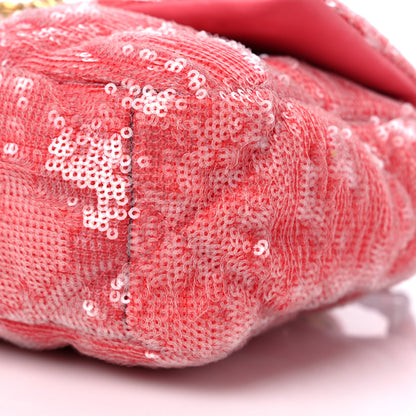 Chanel Sequin Quilted Medium Chanel 19 Flap Coral 9 of 12
