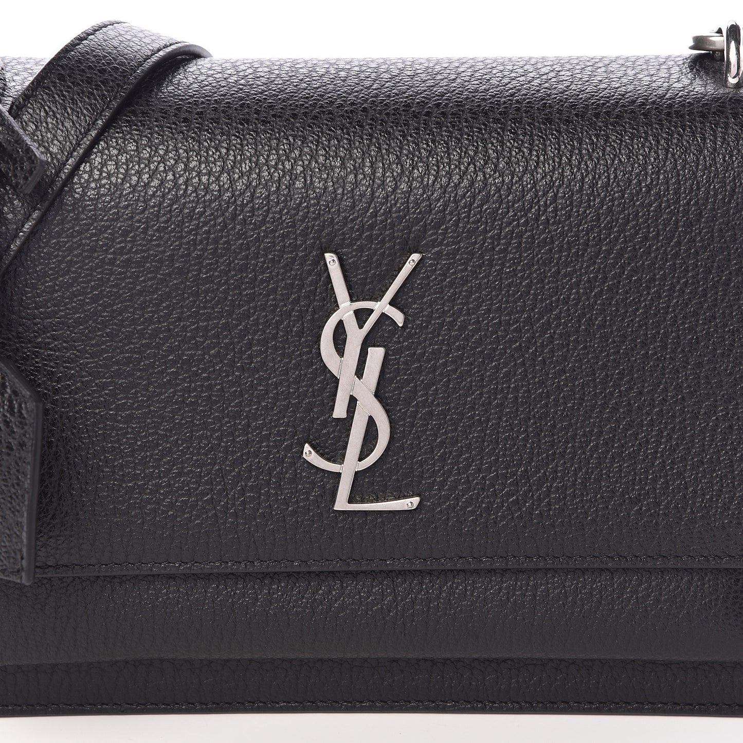 Grained Calfskin Medium Monogram Sunset Satchel Black