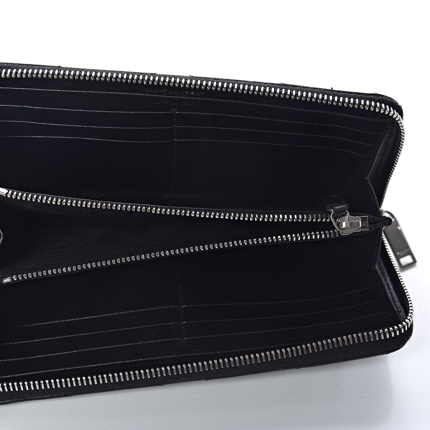 Calfskin Matelasse Chevron Monogram Zip Around Wallet Black