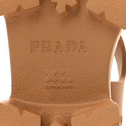 Prada Foam Rubber Metal Triangle Logo Monolith 55mm Cage Sandals 41 Orzo 6 of 8