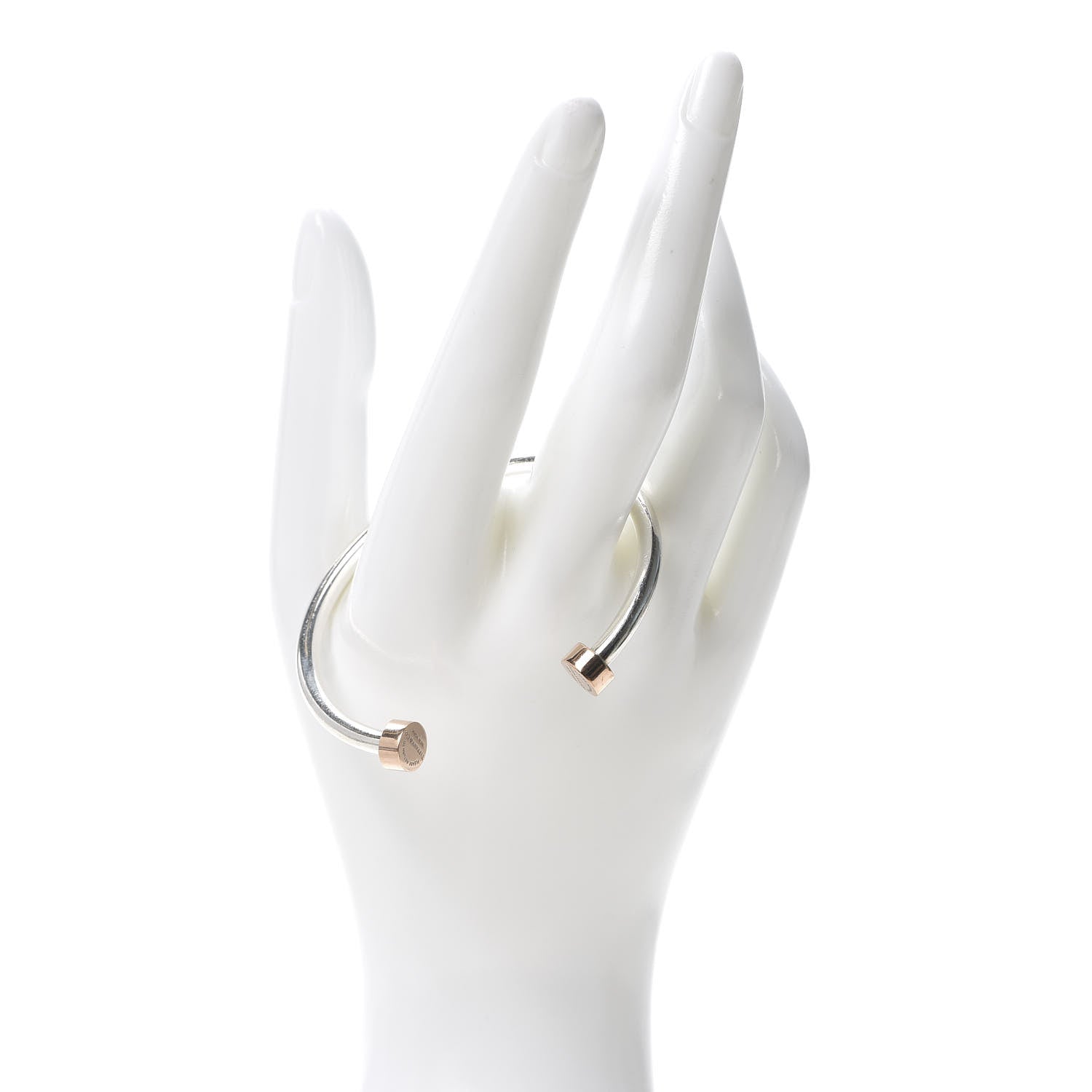 Tiffany Sterling Silver Rubedo Return to Narrow Circle Edge Cuff Bracelet 2 of 6
