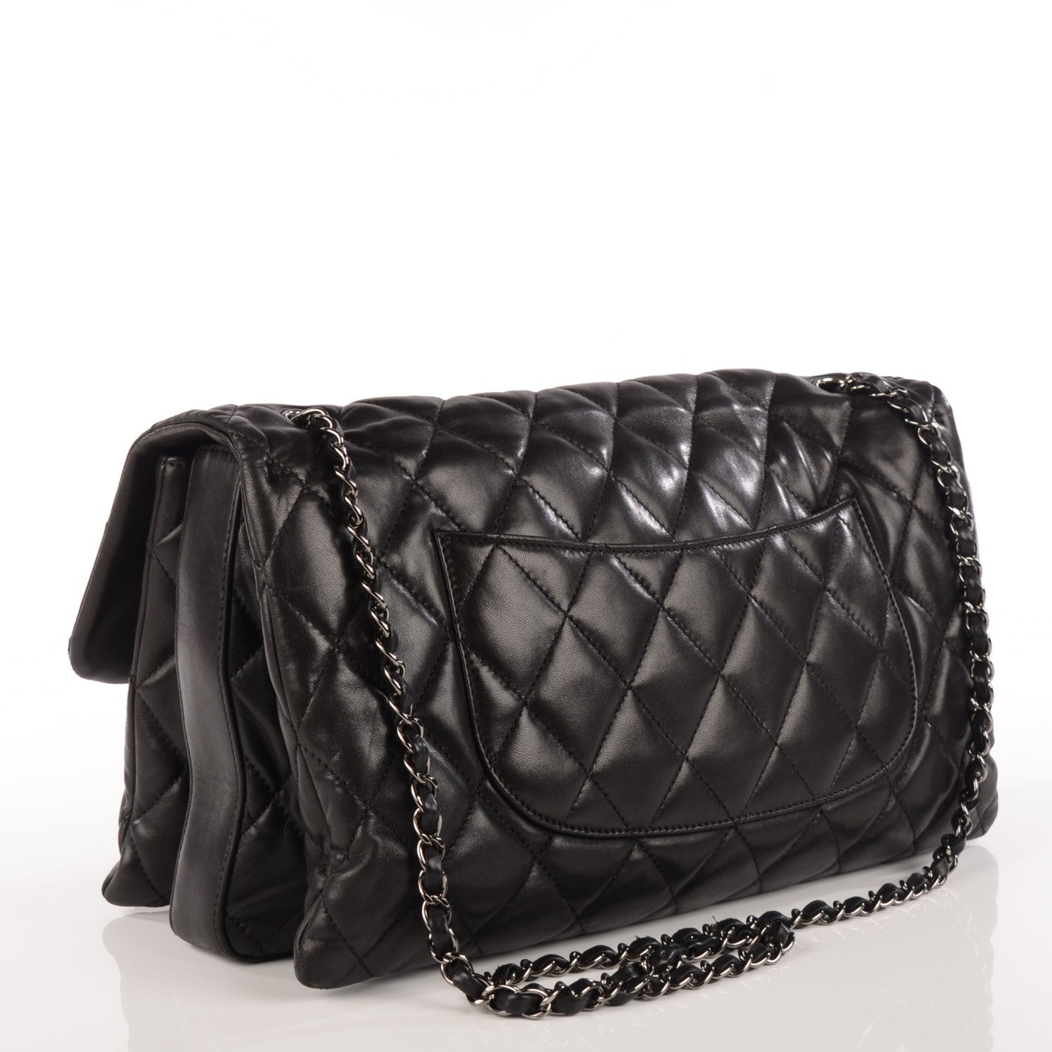 Chanel Lambskin Quilted Maxi 3 Flap Black 3 of 9