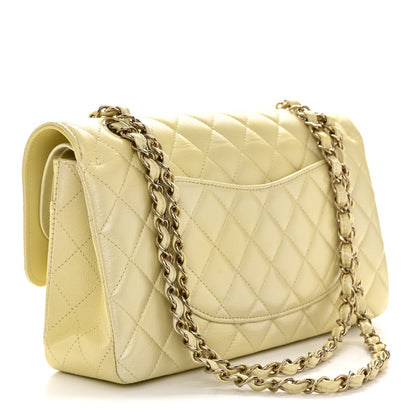 Chanel Cloudy Pearly Goatskin Quilted Medium Double Flap Light Yellow 3 of 10