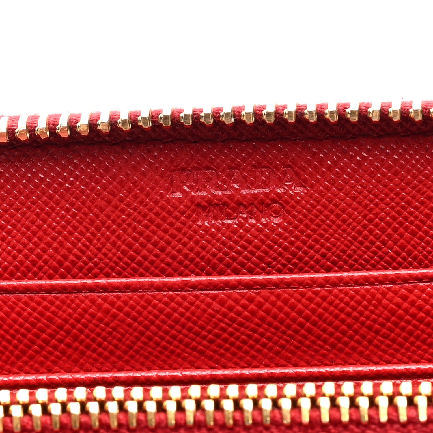 Prada Saffiano Metal Zip Around Wallet Fuoco 6 of 6