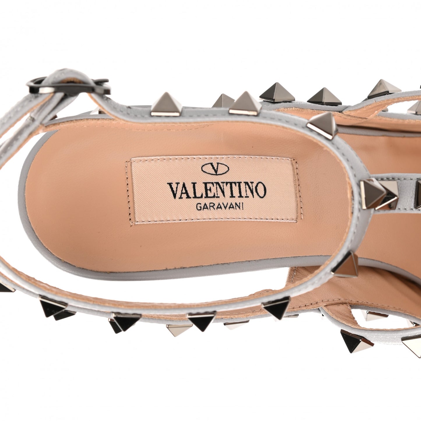 Metallic Watersnake Rockstud Ankle Strap 100mm Pumps 38 Silver Pastel Grey