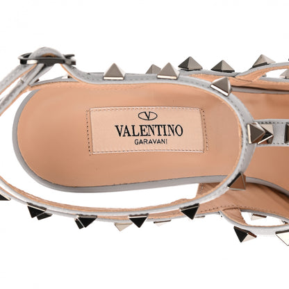 Valentino Garavani Metallic Watersnake Rockstud Ankle Strap 100mm Pumps 38 Silver Pastel Grey 7 of 8