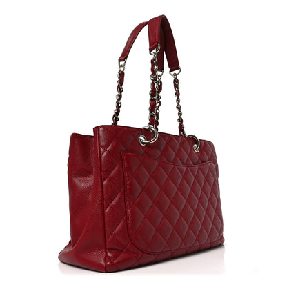 Chanel Caviar Quilted Grand Shopping Tote GST Red 2 of 9