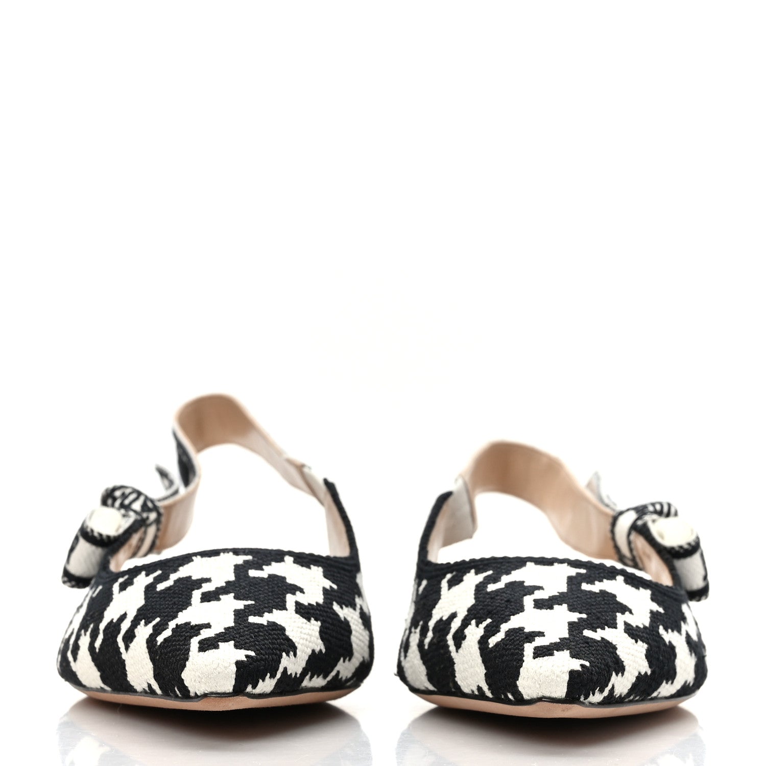 Christian Dior Cotton Ribbon Macro Houndstooth J'Adior Slingback Ballet Flats 39.5 Black White 2 of 8