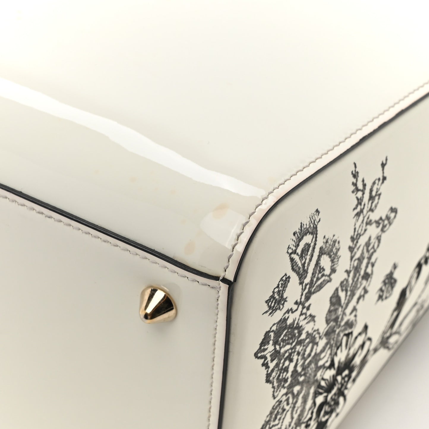 Patent Toile de Jouy Medium Lady Dior