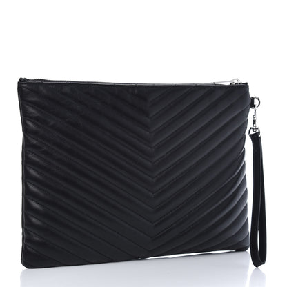 Saint Laurent Calfskin Matelasse Monogram Cassandre Tablet Pouch Black 3 of 10