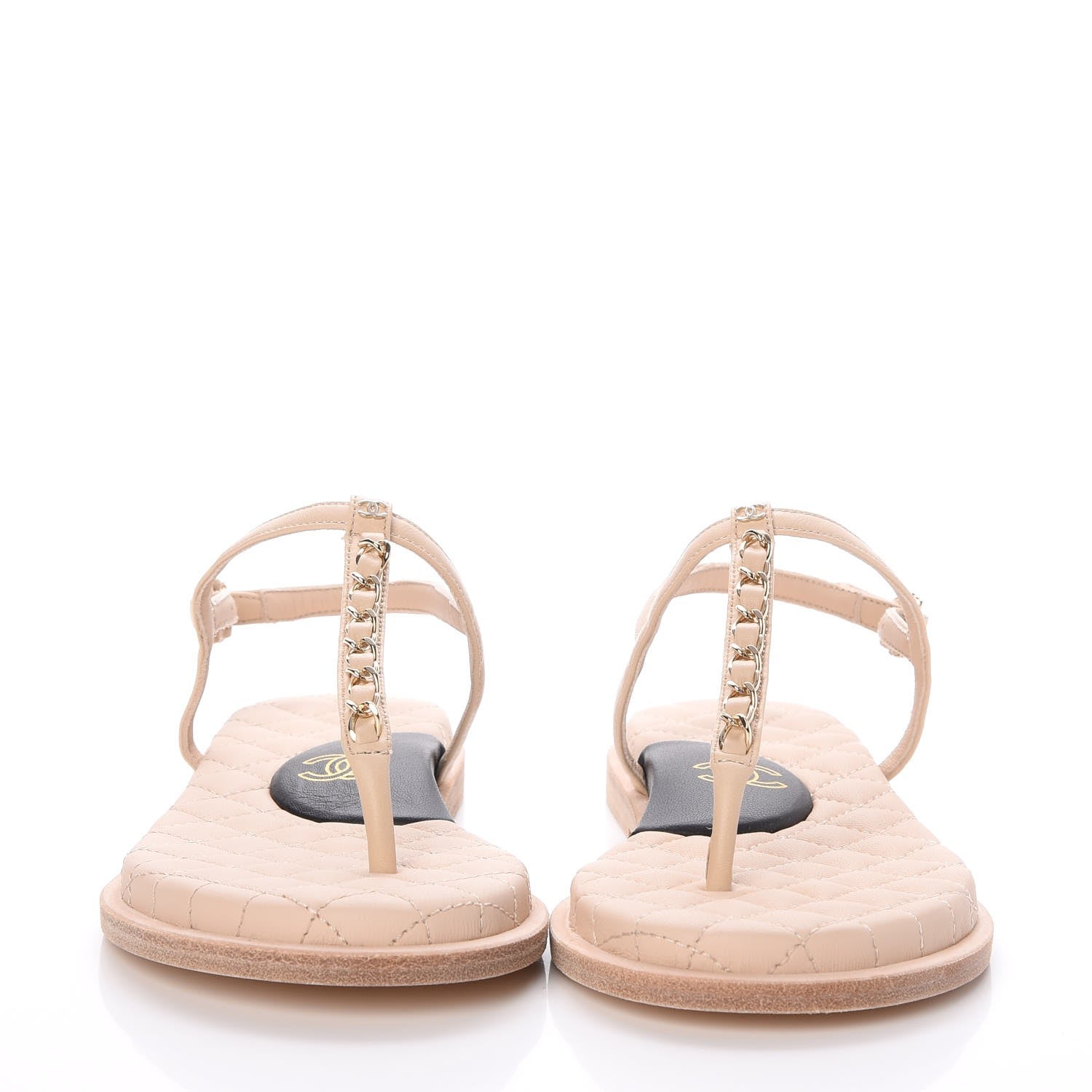 Chanel Lambskin CC Chain Thong Sandals 36 Beige 2 of 10