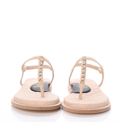 Chanel Lambskin CC Chain Thong Sandals 36 Beige 2 of 10