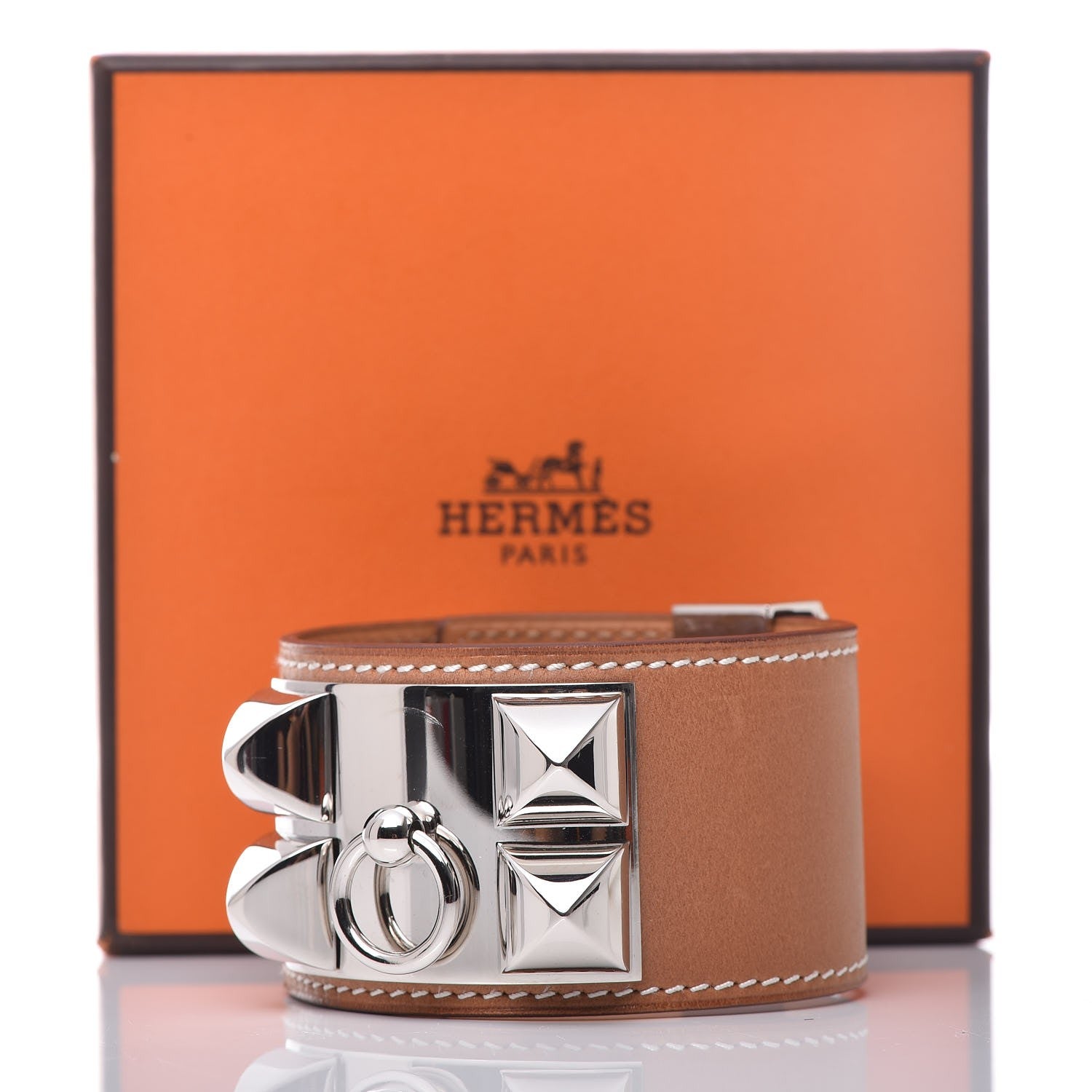 Hermes Barenia Collier De Chien CDC Bracelet L Fauve 9 of 9