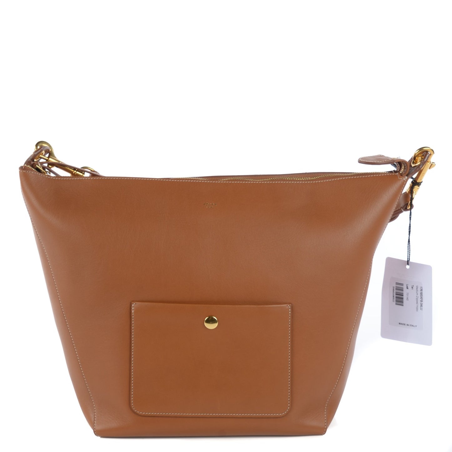 Natural Calfskin Medium Zipped Hobo Tan