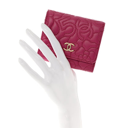 Chanel Lambskin Camellia Embossed Small Wallet Pink 2 of 7