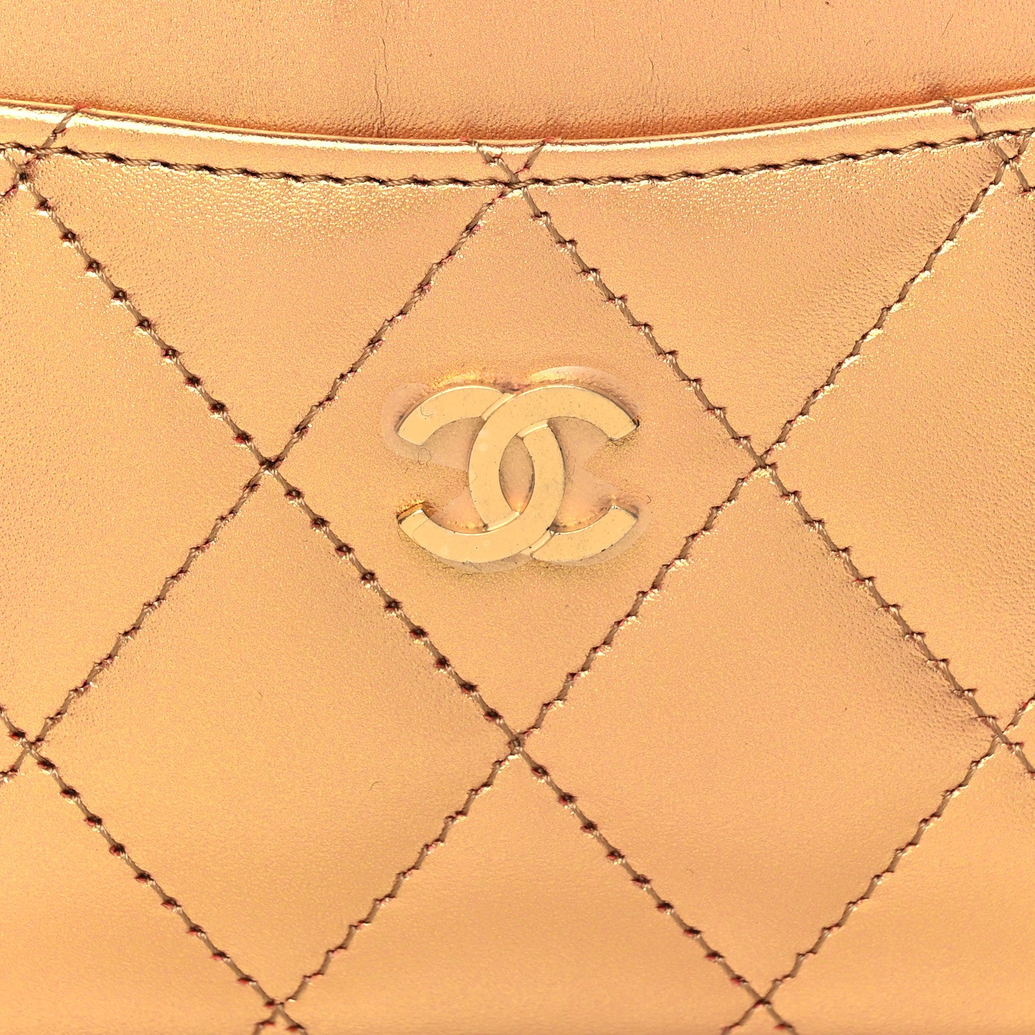 Chanel Metallic Lambskin Quilted CC Card Holder Golden 9 of 10