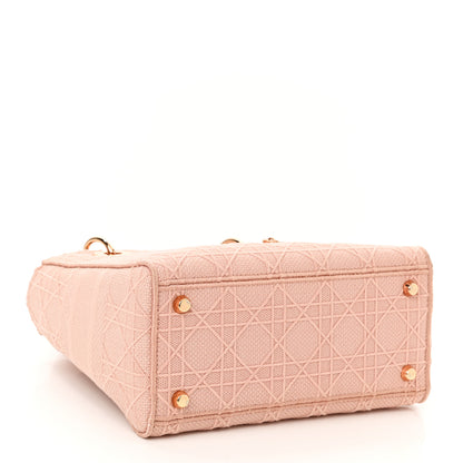 Christian Dior Canvas Embroidered Cannage Medium Lady D-Lite Pink 3 of 8