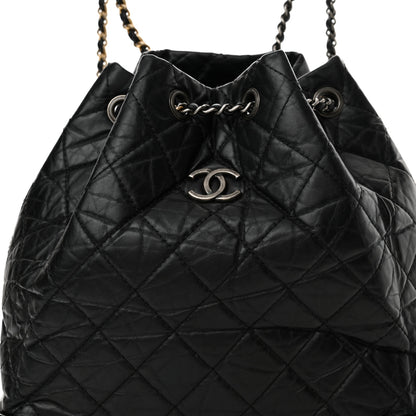Chanel Aged Calfskin Quilted Gabrielle Backpack Black 8 of 10