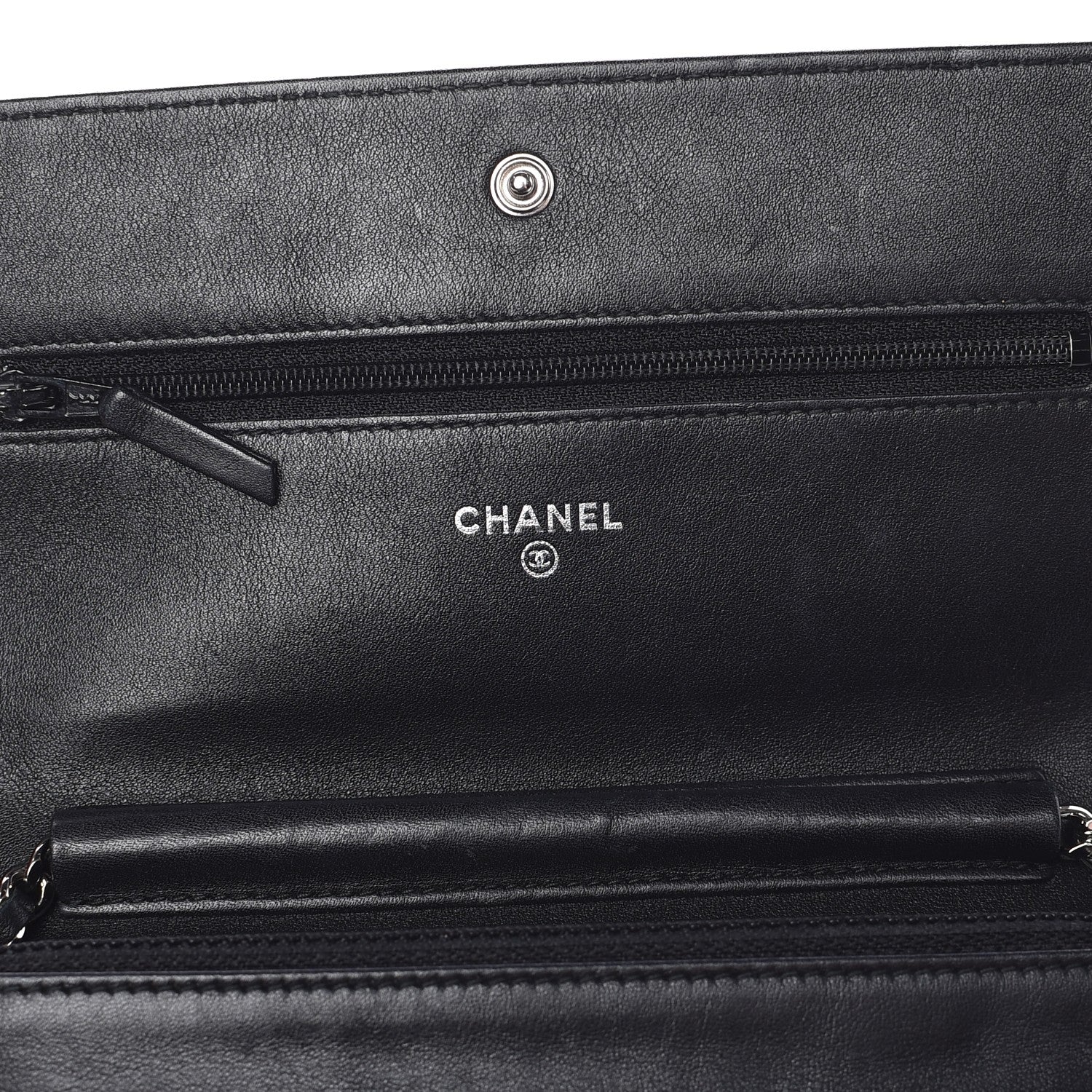 Chanel Lambskin Diamond Stitched Wallet On Chain WOC Black 6 of 10