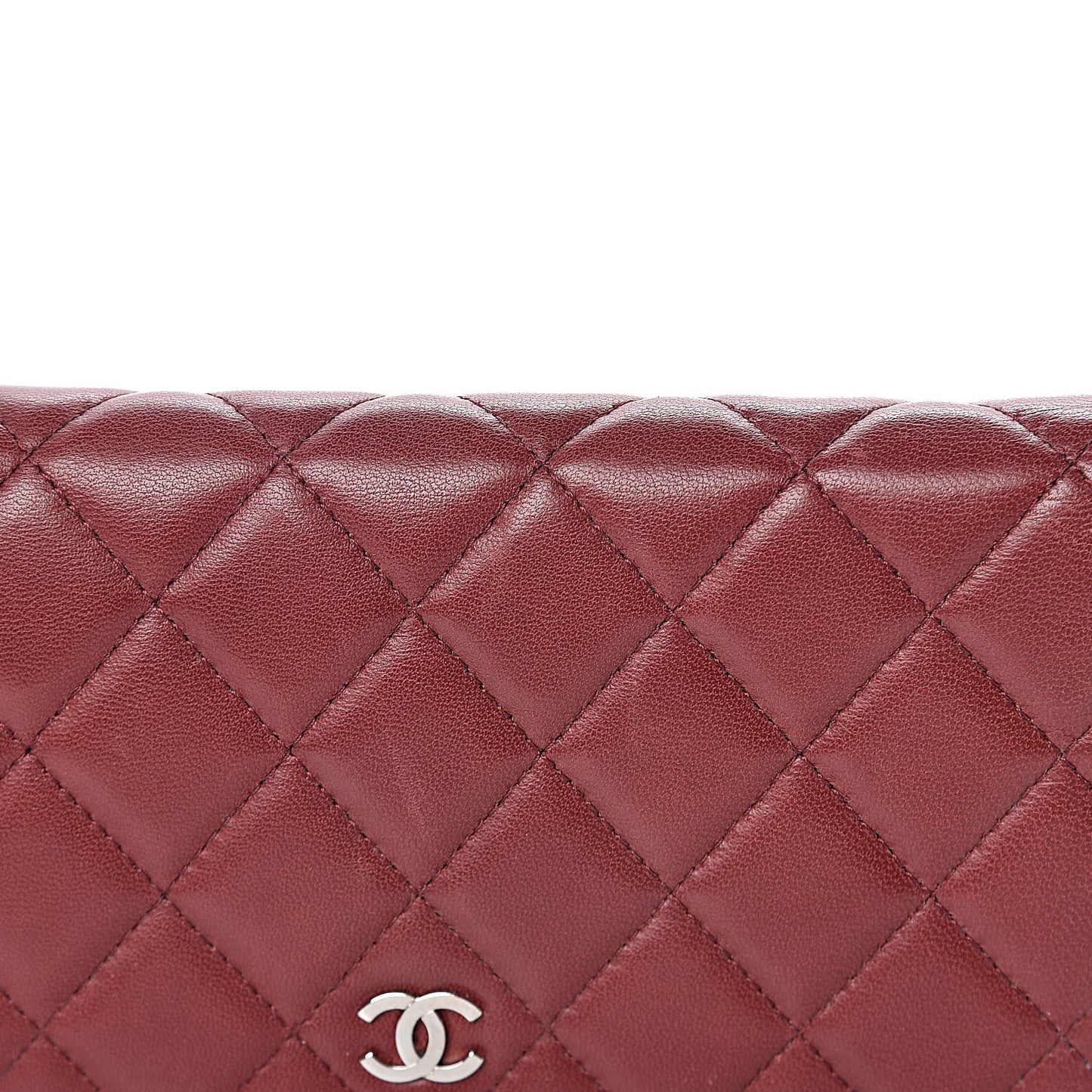 Lambskin Quilted Yen Wallet Red