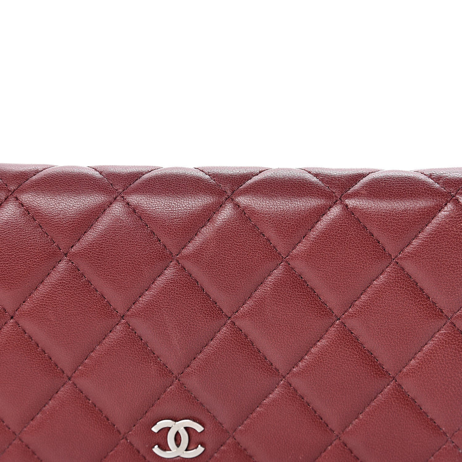Chanel Lambskin Quilted Yen Wallet Red 10 of 11