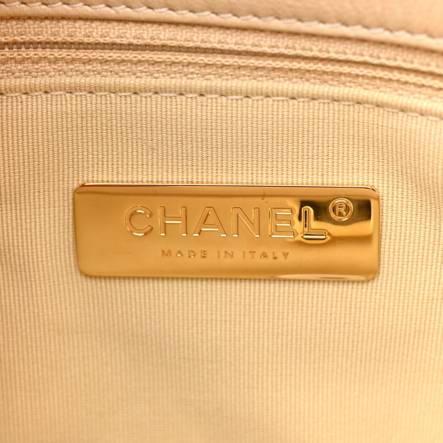 Lambskin Quilted Large Chanel 19 Flap Beige