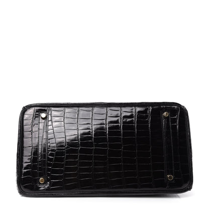 Hermes Shiny Porosus Crocodile Birkin 35 Black 6 of 34