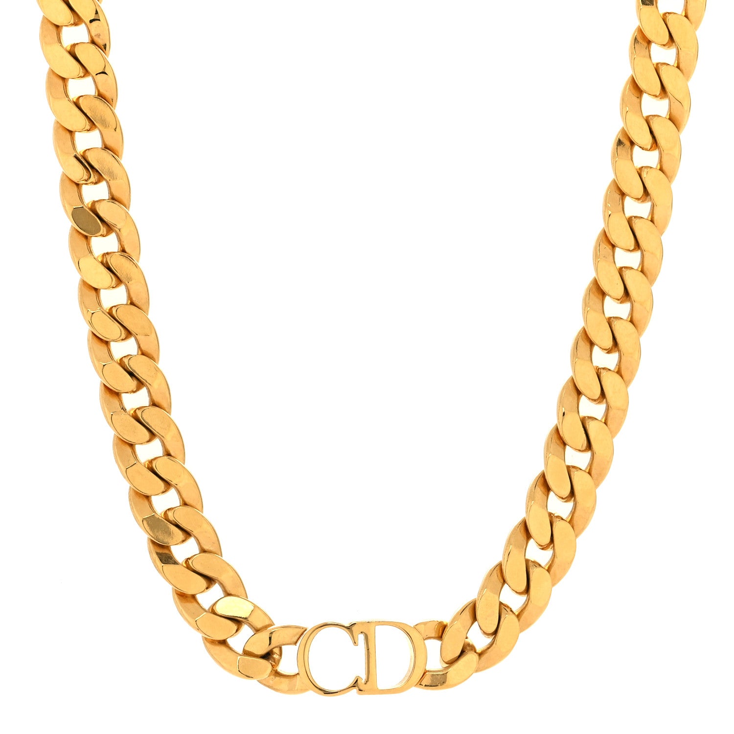 Christian Dior Metal CD Choker Necklace Gold 1 of 5