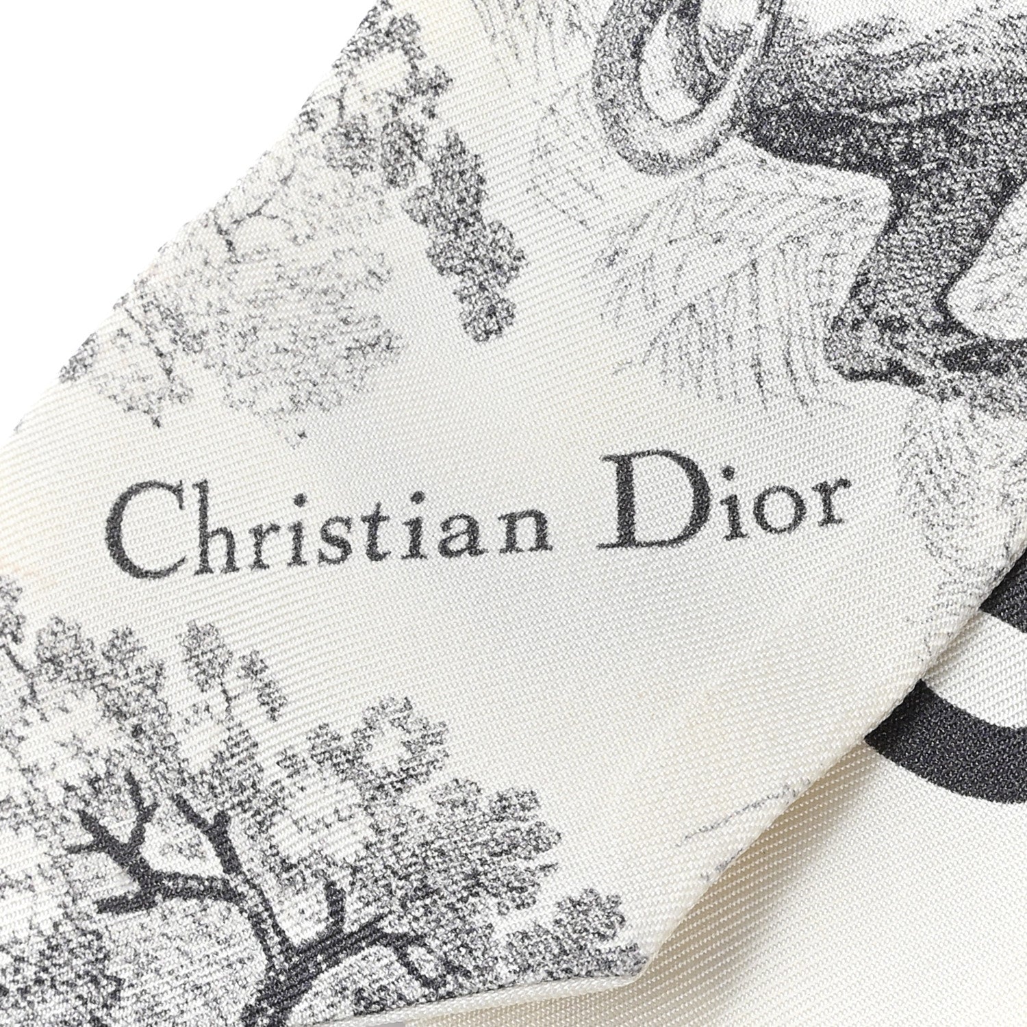 Christian Dior Silk Toile De Jouy Mitzah Scarf White 5 of 5