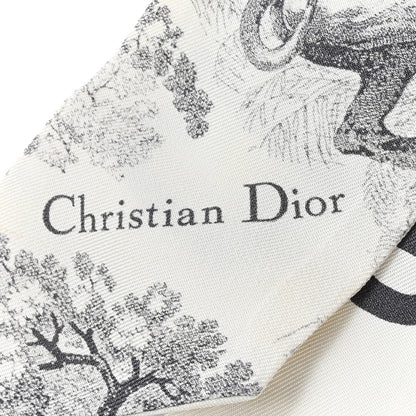 Christian Dior Silk Toile De Jouy Mitzah Scarf White 5 of 5