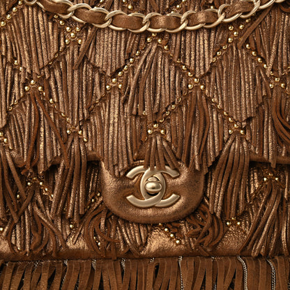 Chanel Iridescent Calfskin Quilted Studded Paris Dallas Fringe Chain Flap Bronze 7 of 10