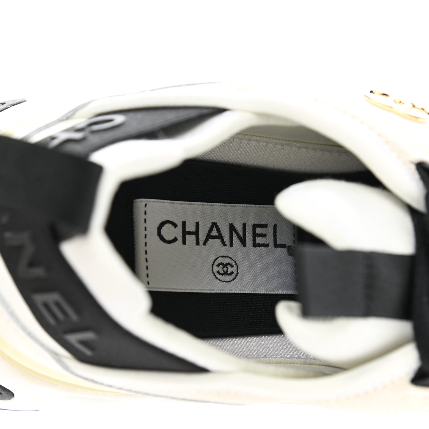 Velvet Calfskin Mixed Fibers CC Sneakers 40 Ivory Black