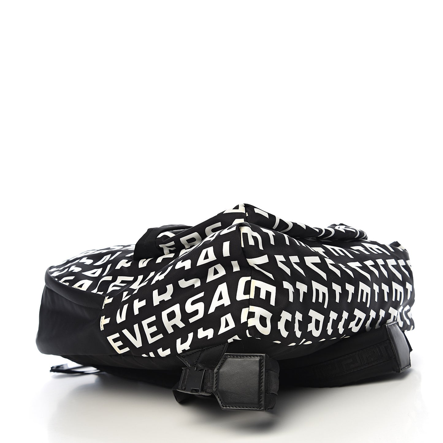 Nylon Logo Print Backpack Black White