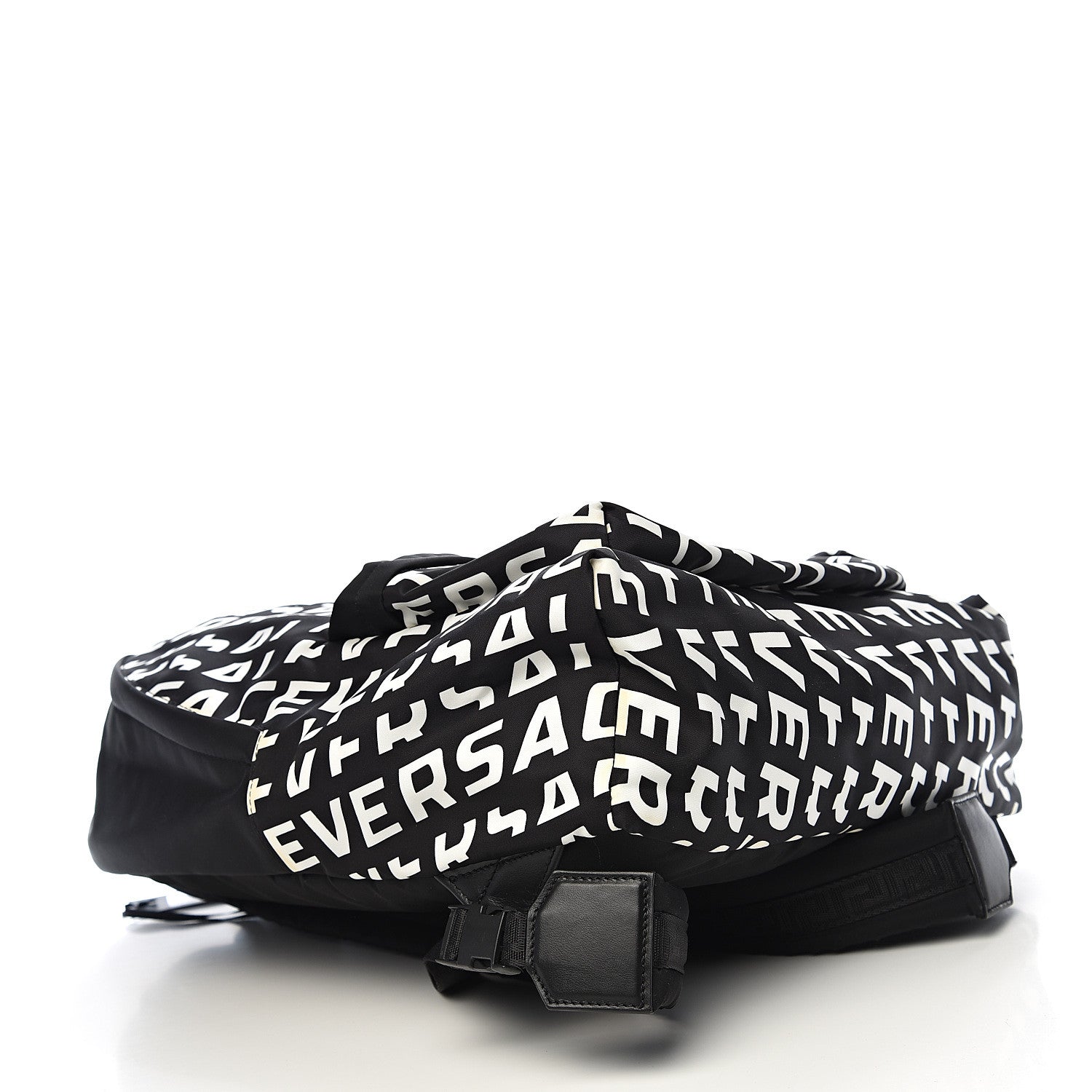 Versace Nylon Logo Print Backpack Black White 3 of 9