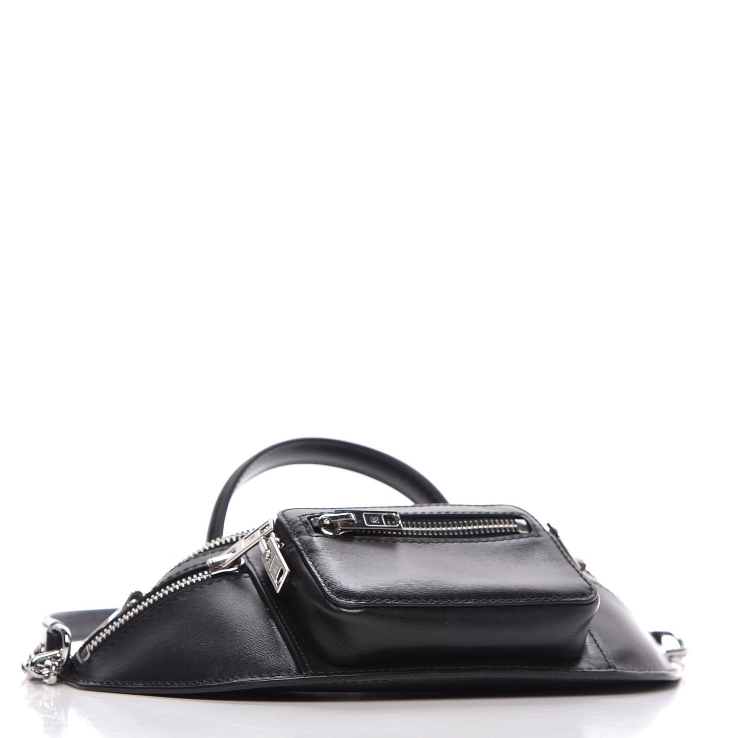 Calfskin Mini Attica Top Handle Belt Bag Black
