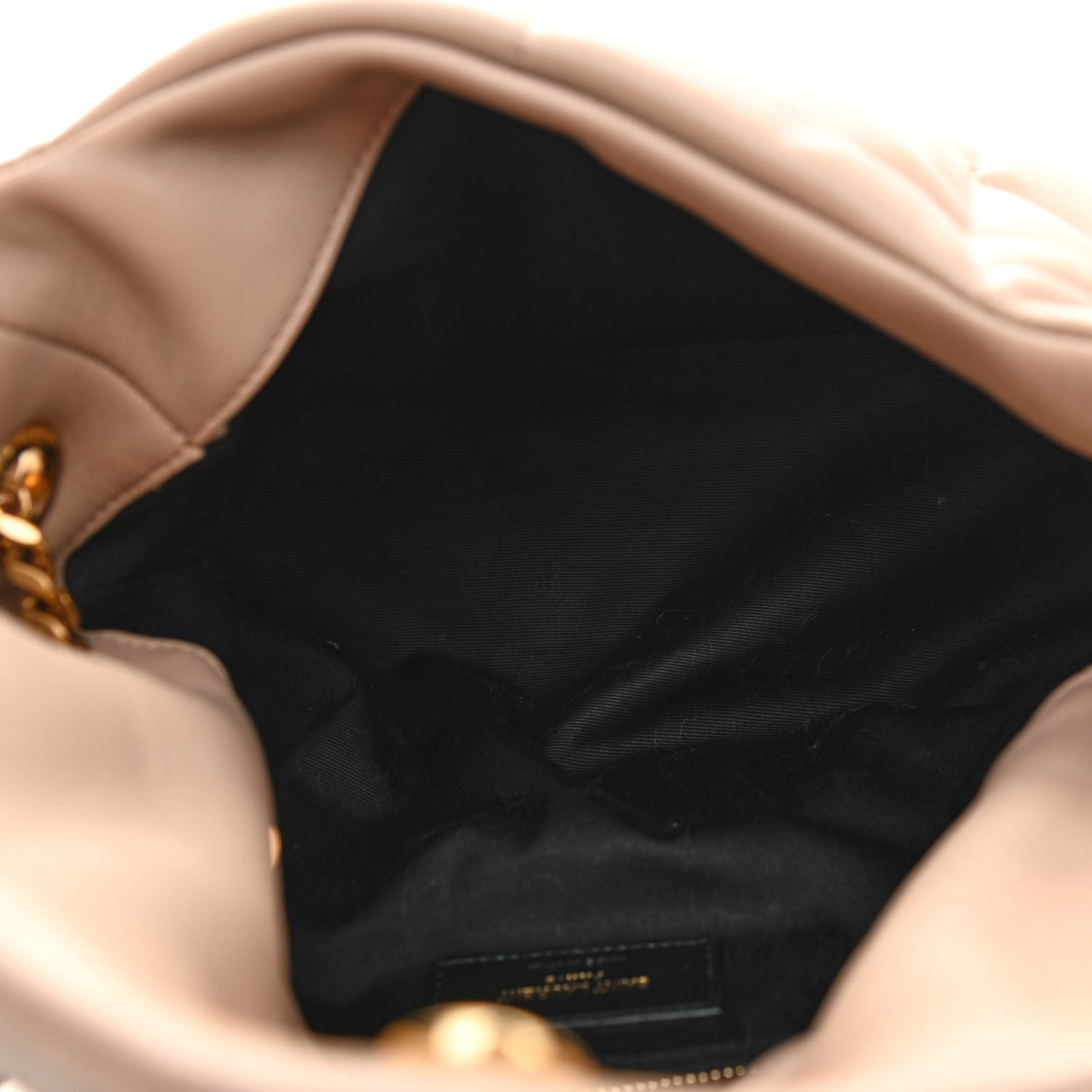 Lambskin Quilted Small Loulou Puffer Monogram Chain Satchel Dark Beige