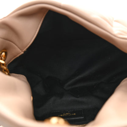 Saint Laurent Lambskin Quilted Small Loulou Puffer Monogram Chain Satchel Dark Beige 5 of 7