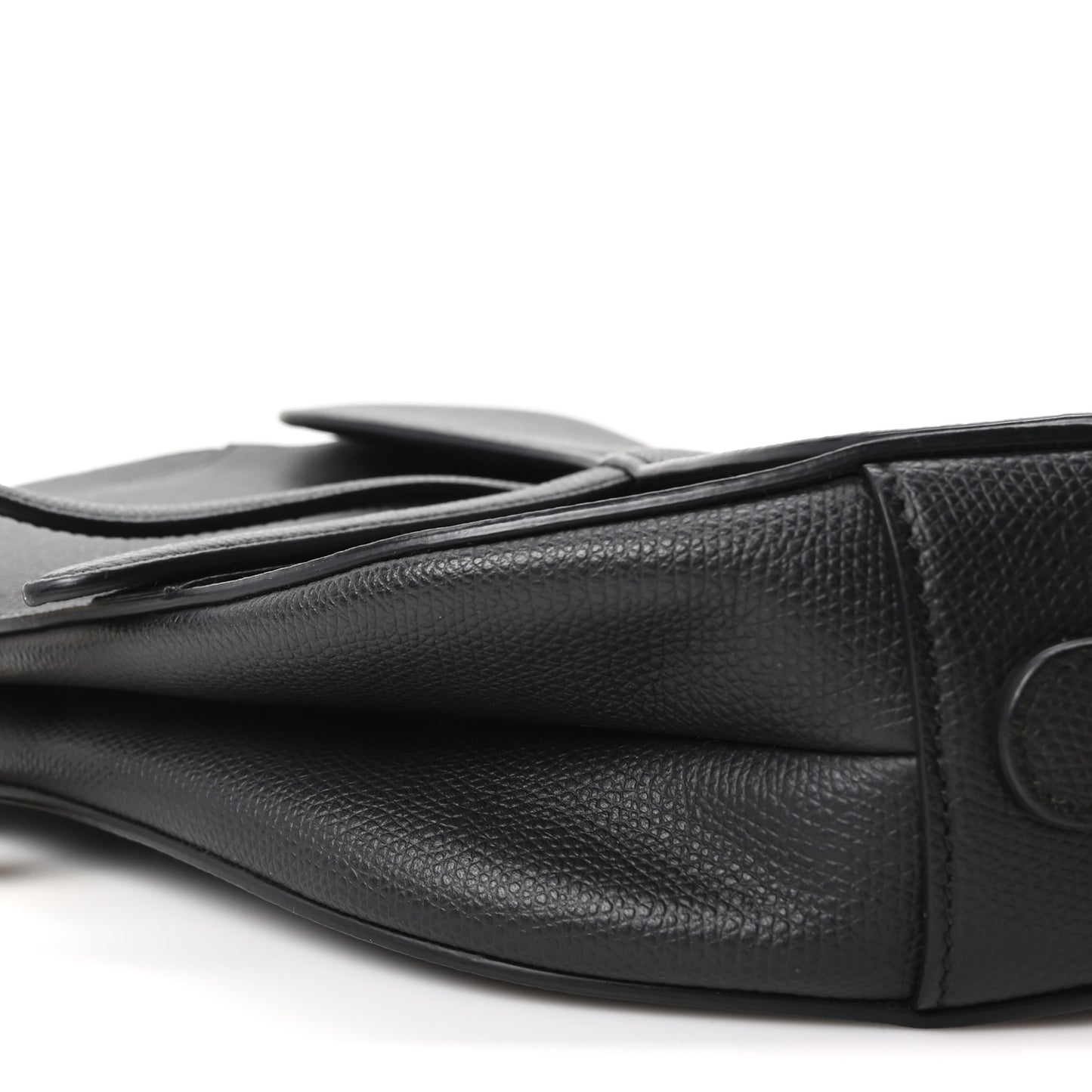 Grained Calfskin Saddle Bag Black