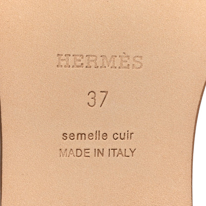 Hermes Box Calfskin Oran Sandals 37 Gold 6 of 11