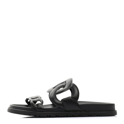 Hermes Nappa Extra Sandals 38 Black 1 of 8