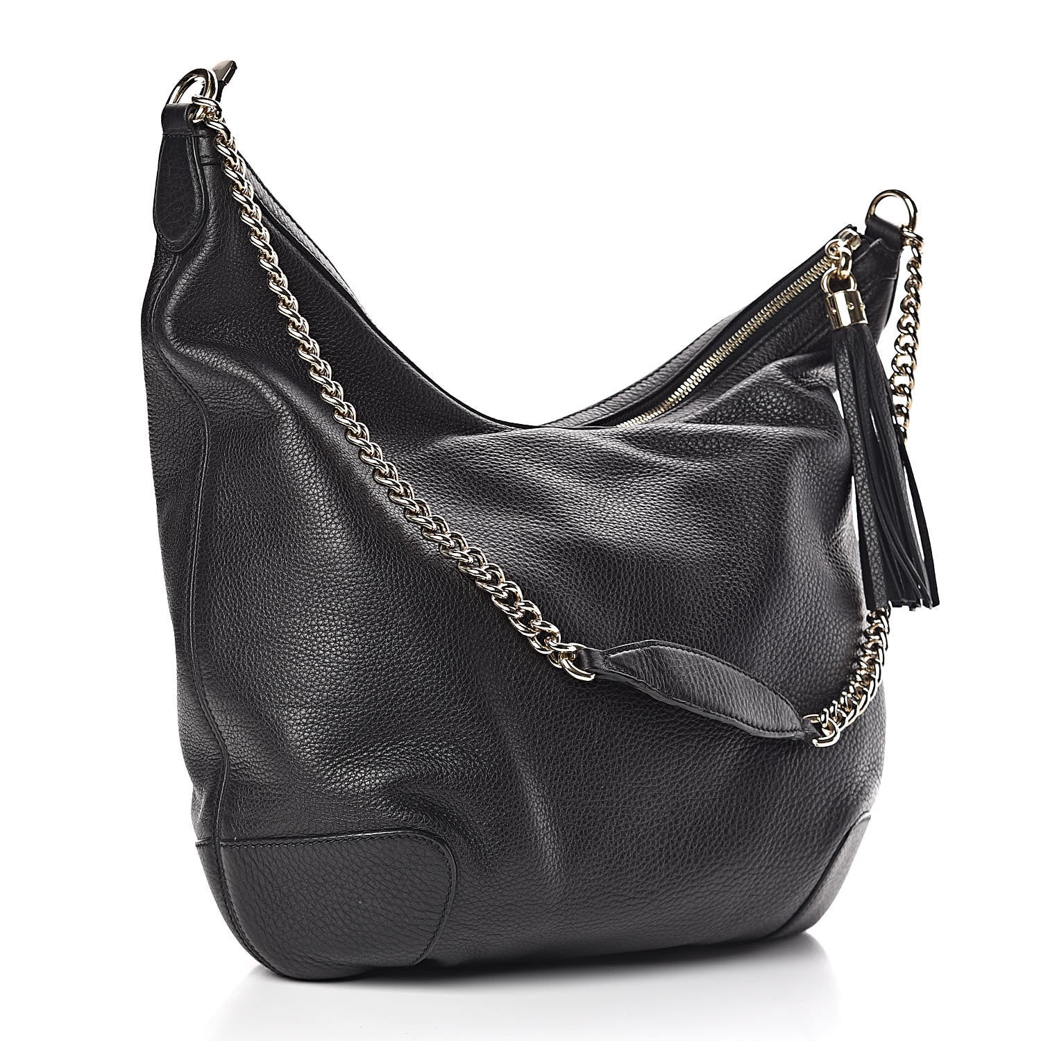 Gucci Pebbled Calfskin Medium Soho Chain Hobo Black 3 of 14