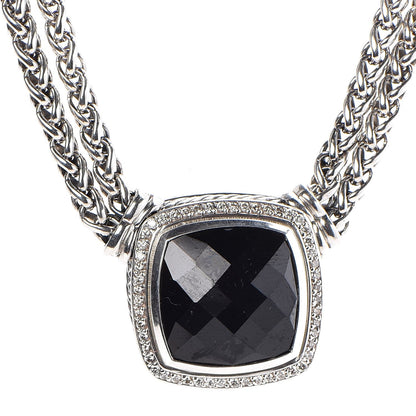 David Yurman Sterling Silver Diamond Black Onyx 19mm Albion Double Wheat Chain Necklace 4 of 15