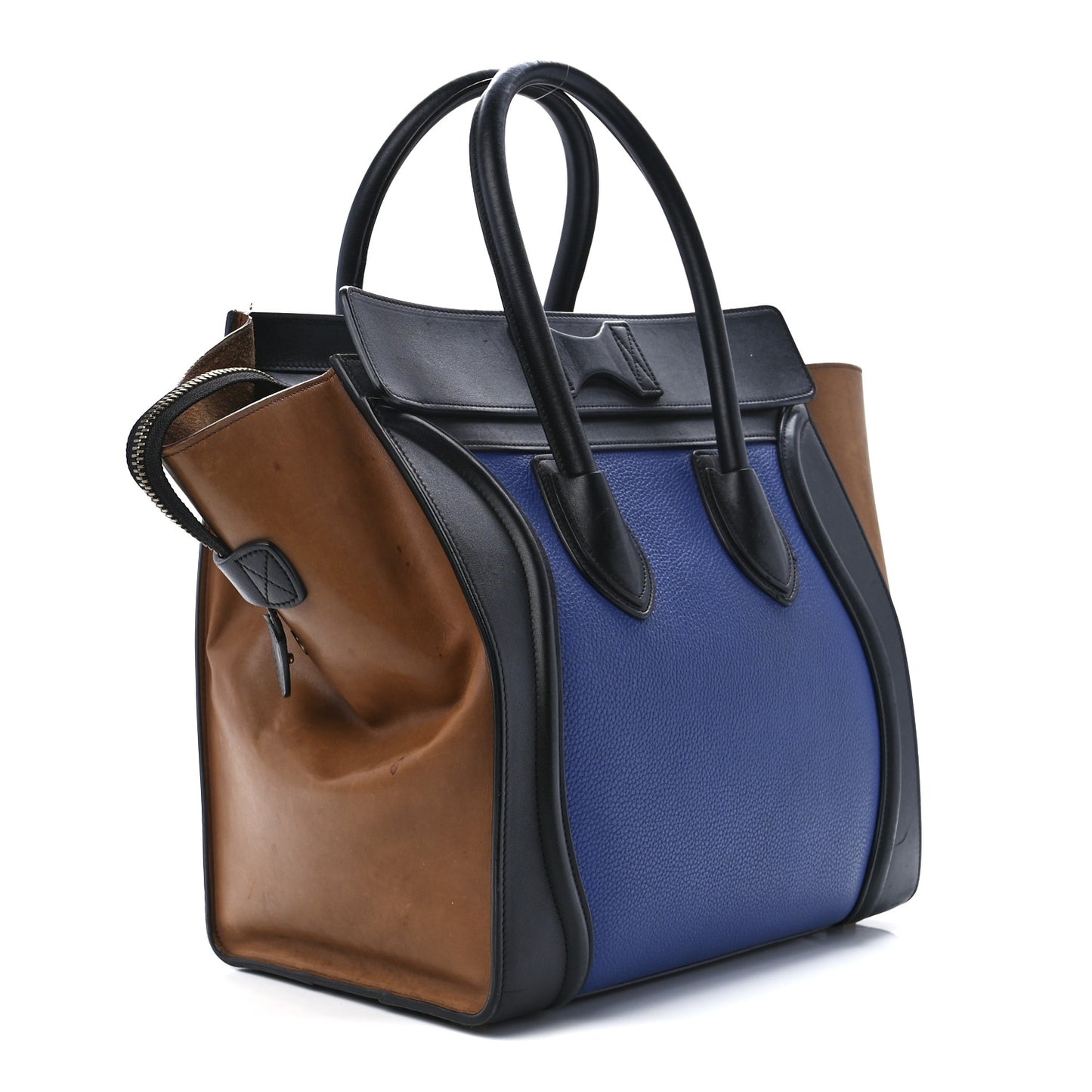 Grained Calfskin Nubuck Mini Tri-Color Luggage Royal Blue
