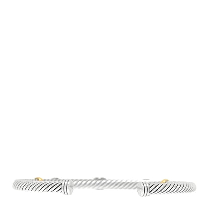 David Yurman Sterling Silver 18K Yellow Gold Amethyst Pink Tourmaline 4mm Renaissance Bracelet 3 of 4