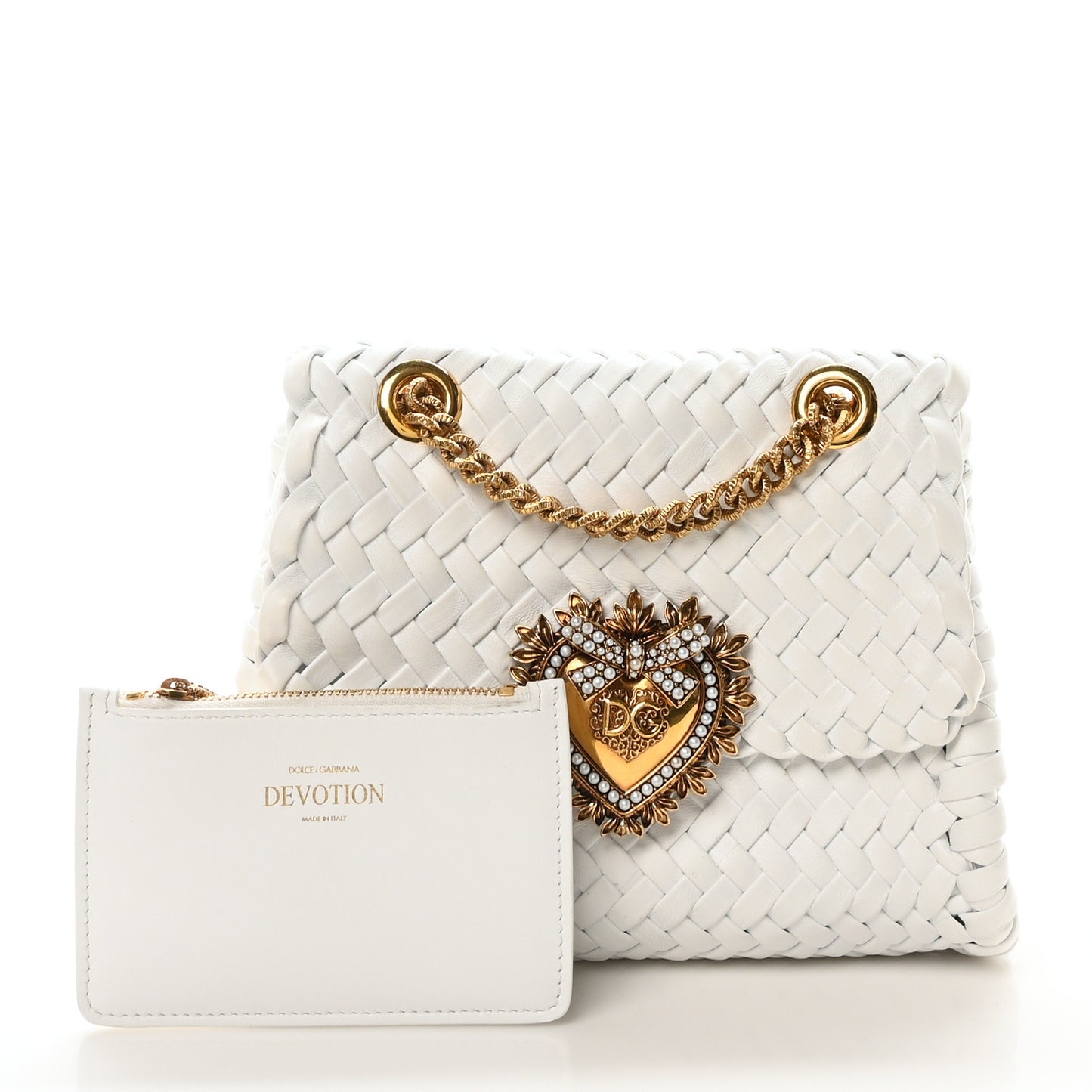 Nappa Woven Small Devotion Envelope Shoulder Bag White