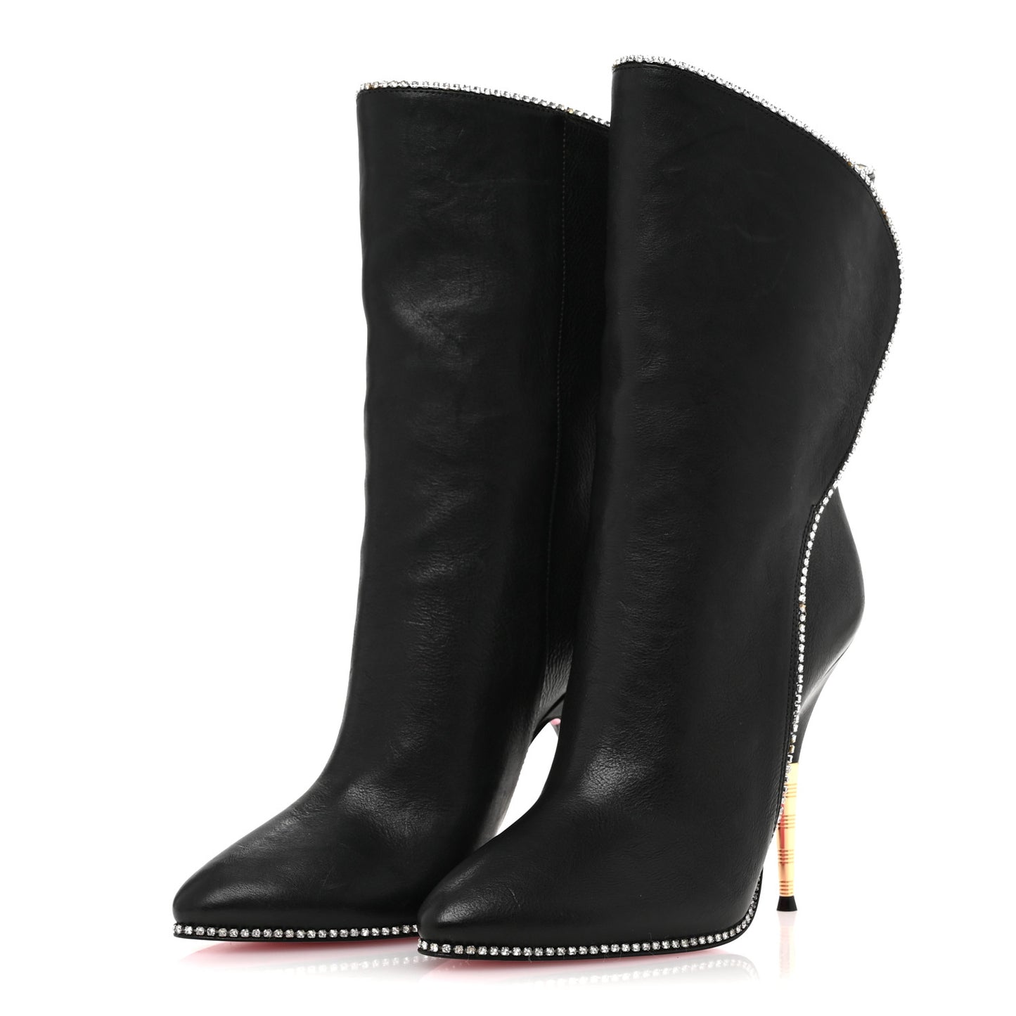 Calfskin Crystal Fosca Boots 36 Black