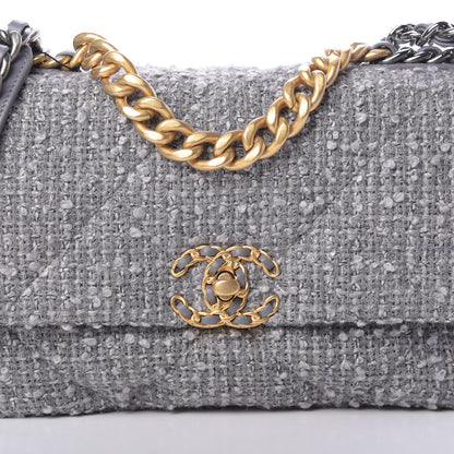 Chanel Tweed Quilted Medium Chanel 19 Flap Grey 8 of 11